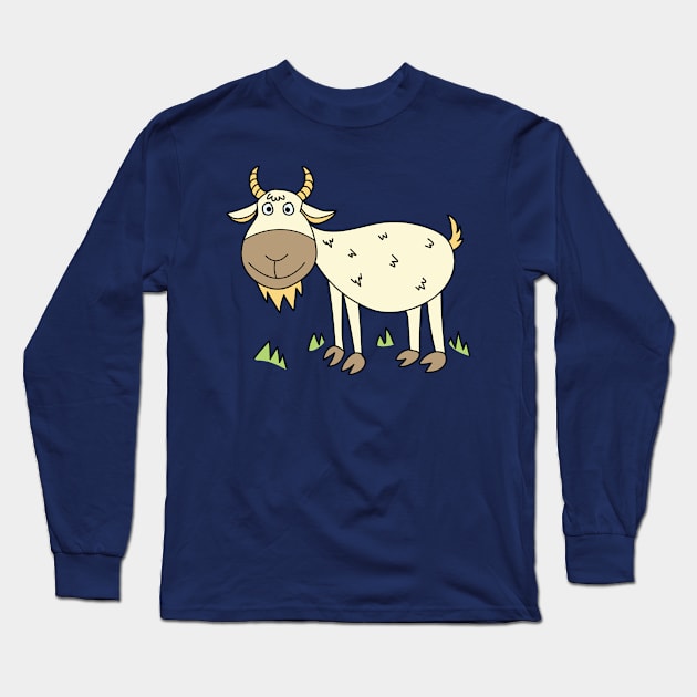 funny cute goat Long Sleeve T-Shirt by crunch.ins